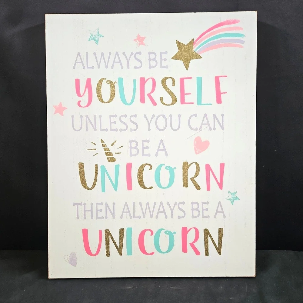 Hobby Lobby Unicorn Sign Wall Decoration Colorful 19x15 Girls Room